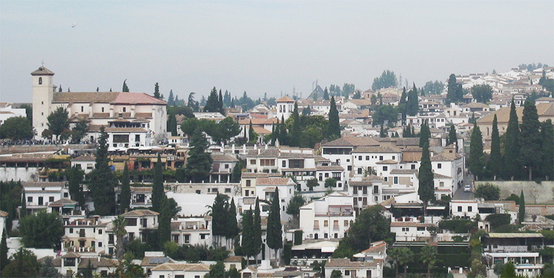 Colored picture capturing the city of Granada, Spain.